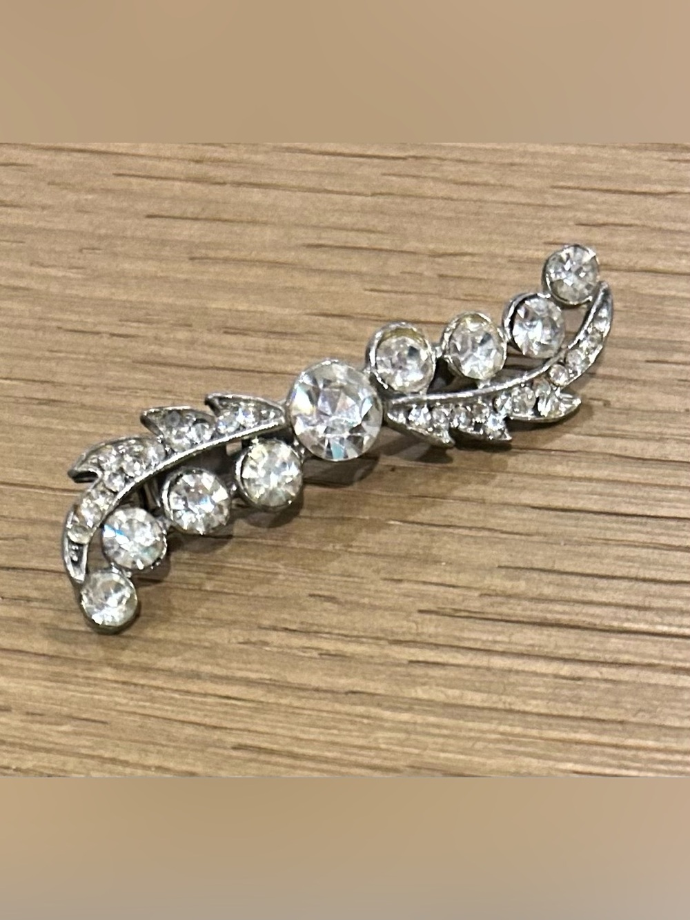 Rhinestone Silver-Tone Brooch Pin